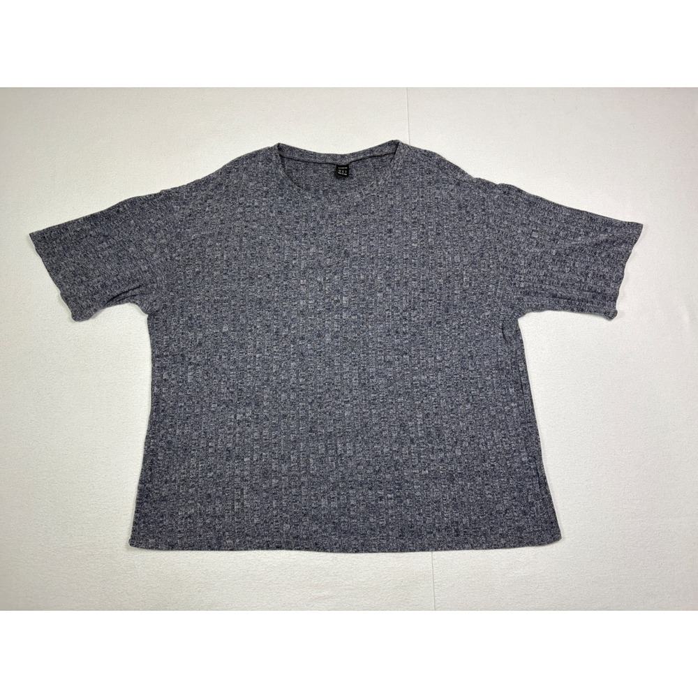 SHEIN Womens Heather Gray Ribbed Knit Oversized Short Sleeve T-Shirt Size XL
